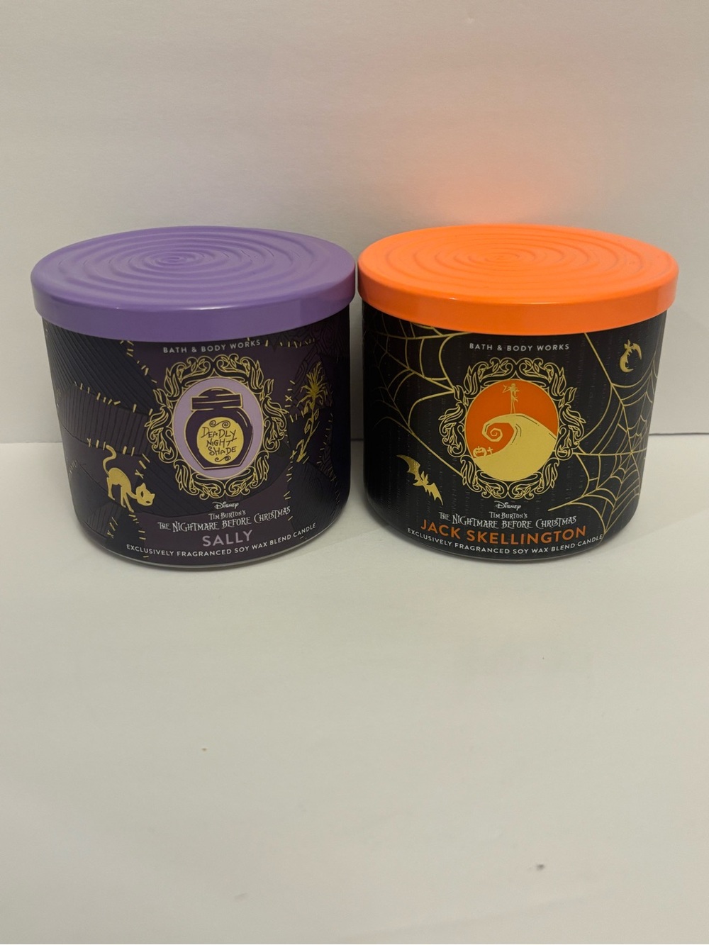 Bath & Body Works Nightmare Before Christmas Jack and Sally Three Wick Candles
